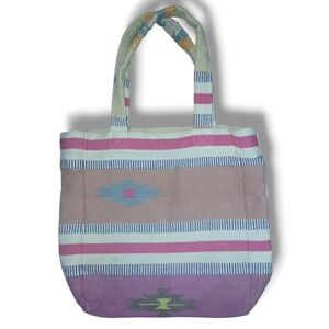 LIKE NEW Raj 100% Cotton Aztec Print Carpet Market Tote Black Label